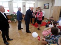 Przywitanie Pani Dyrektor SP w Bobrowcach i Pana Burmistrza w Urzędzie Miejskim.