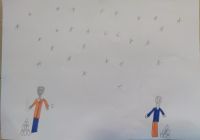 Szkic zabawy śnieżkami