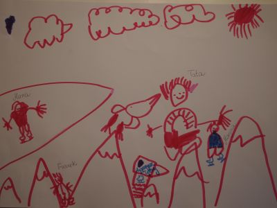 9. Szkic Marysia z rodzicami i bratem na łyżwach - Marysia Kowalska